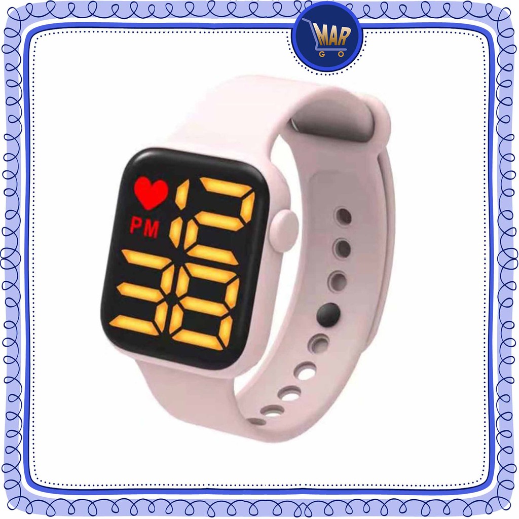 Jam Tangan LED Digital Rubber Jam Tangan Tali Karet-Pink