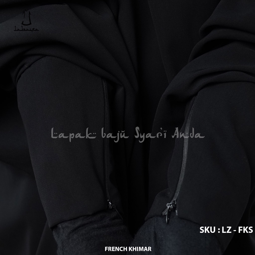 French Khimar Jetblack Jumbo Square Labasa Ori | French Hijab | Fashion Muslim