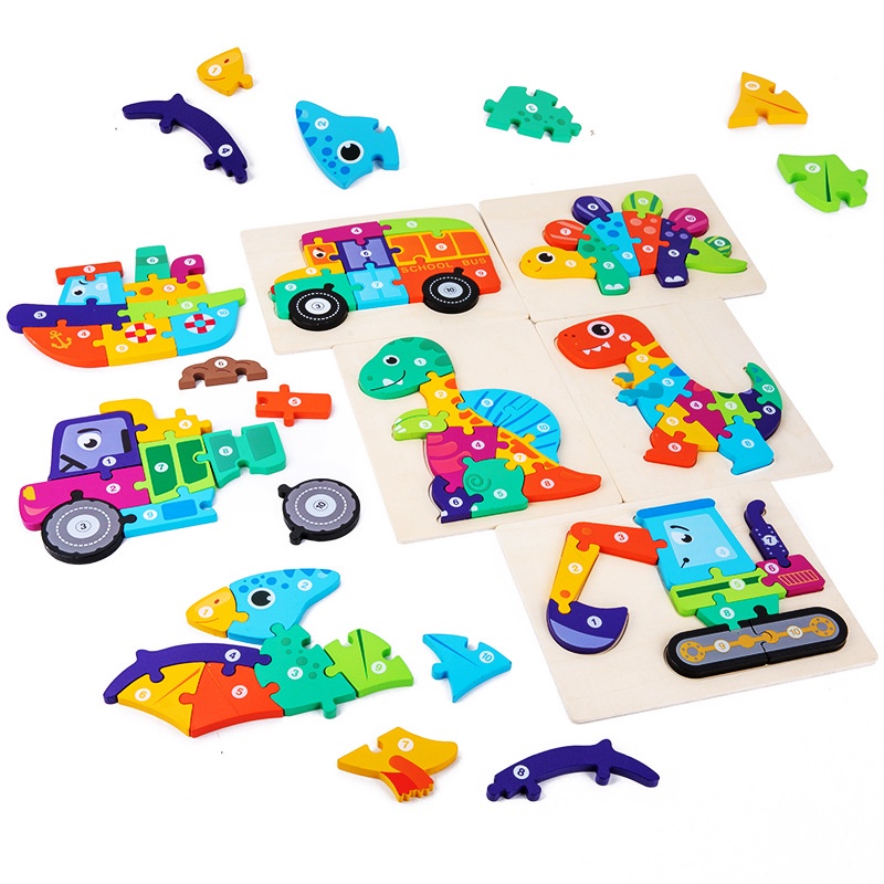 TweedyToys - Jigsaw Colorful Puzzle With Number / Jigsaw Puzzle Kayu Timbul