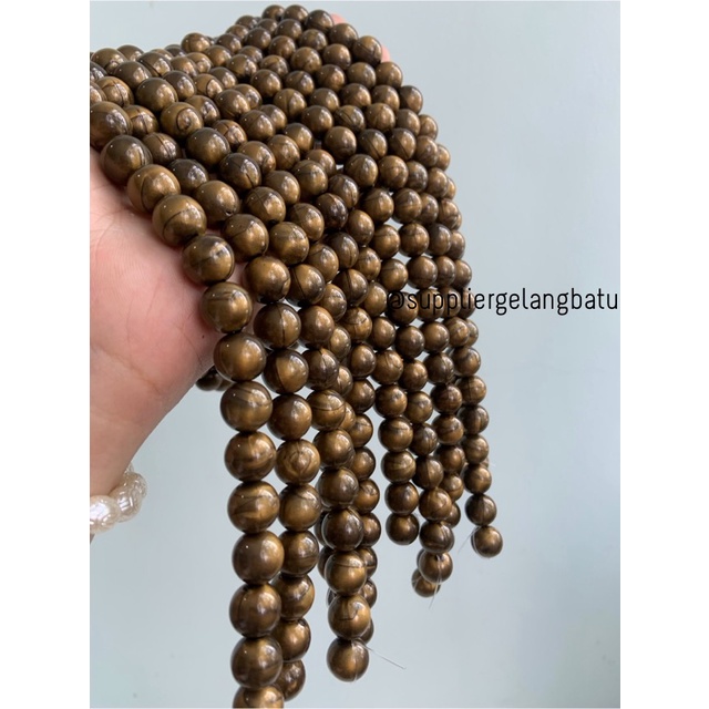 spacer resin bakar bulat 12mm bahan craft gelang kalung beads cokelat