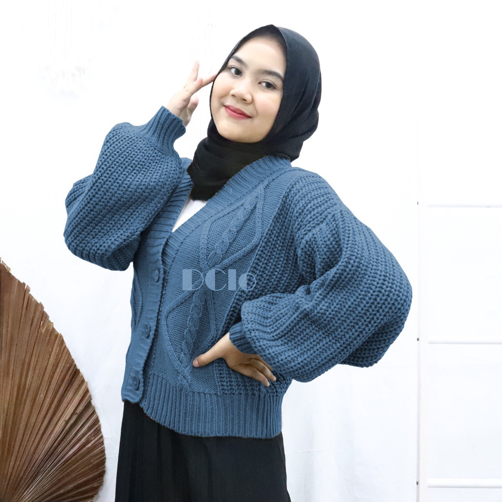 CABLE CROP / Cardigan Rajut Crop Motif Kepang Wanita Style Korea Tebal Premium Jumbo Terbaru 2021