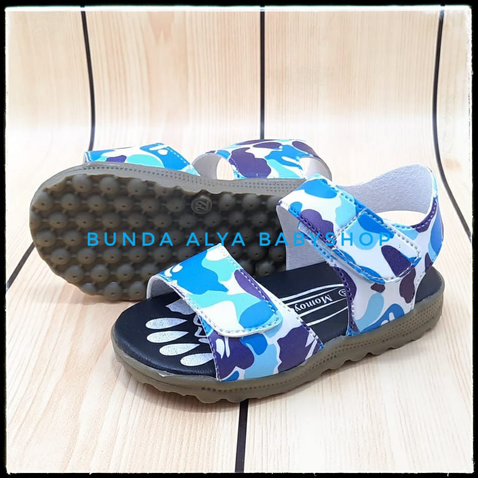 Sandal Anak Laki Karet Usia 6 Bulan 1 2 Tahun  Size 22 - 24 Army BIRU - Sendal Anak Cowok Anti Licin Alas Karet