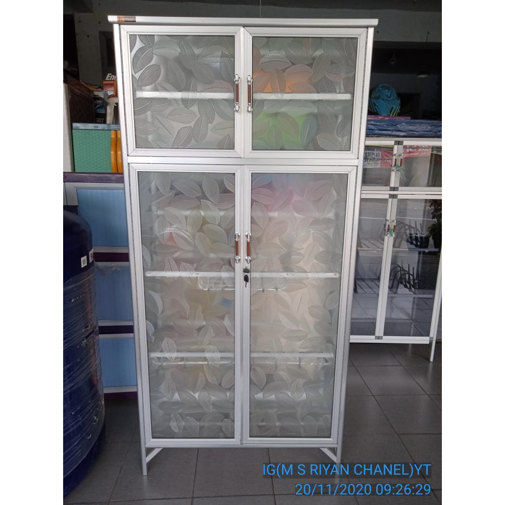 rak piring full kaca es 2pintu5step kusus gojek malang