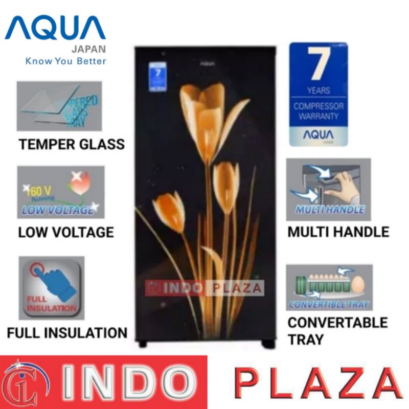 KULKAS 1 PINTU AQUA AQR-D181 / D191 model bunga dan polos