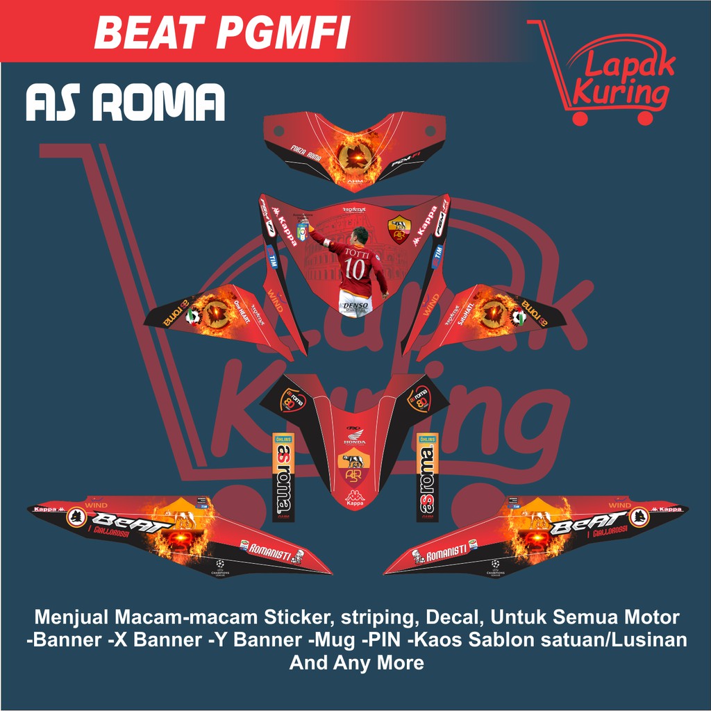 DECAL STICKER HONDA BEAT PGMFI AS ROMA MERAH