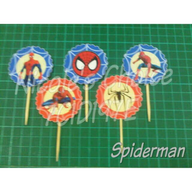 

Cupcake topper spiderman hiasan kue ulangtahun