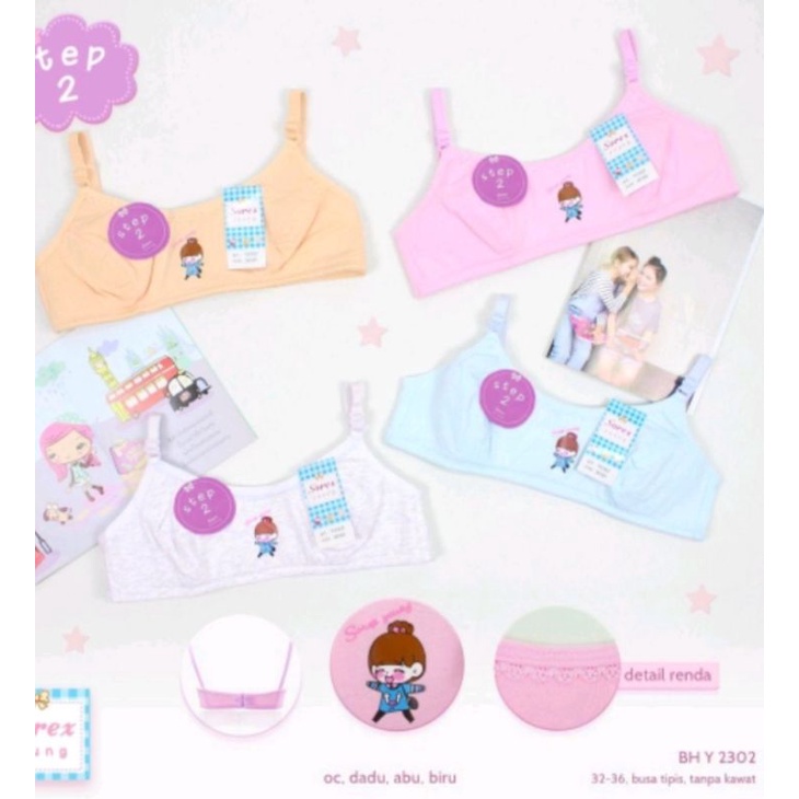 Mini bra /bra remaja Sorex Y.2302Step2  busa tipis tanpa kawat Rp..22500-Rp.23500
