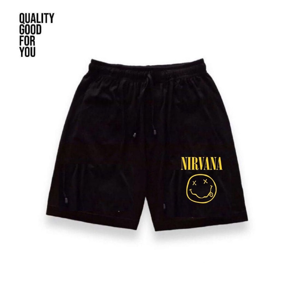 Clothing May - Celana Pendek Nirvana Boxer Pria Pendek Celana Tali Kolor Bokser Kekinian Cowok Laki-Laki Bahan Babyterry Baby Terry Premium Original Murah