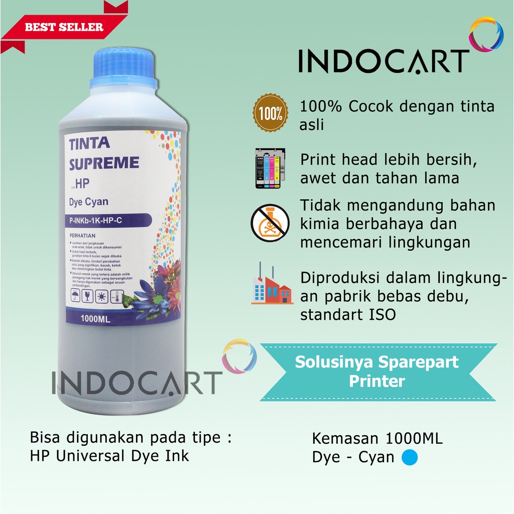 IndoCart Tinta Refill Printer HP GT51 GT52 GT 51 52-Dye Ink-1kg