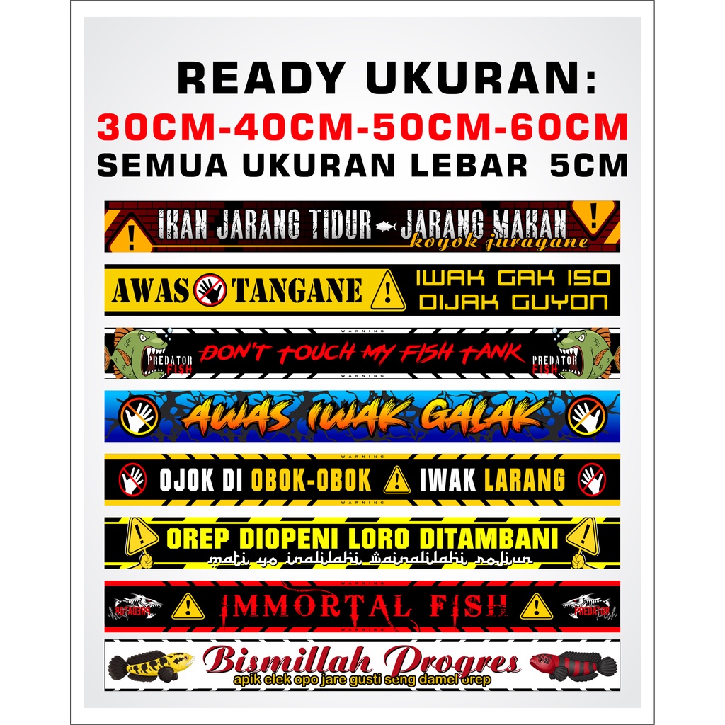 custoum /reques STIKER AQUARIUM IKAN PREDATOR CHANNA,AROWANA DAN GOLDFIS