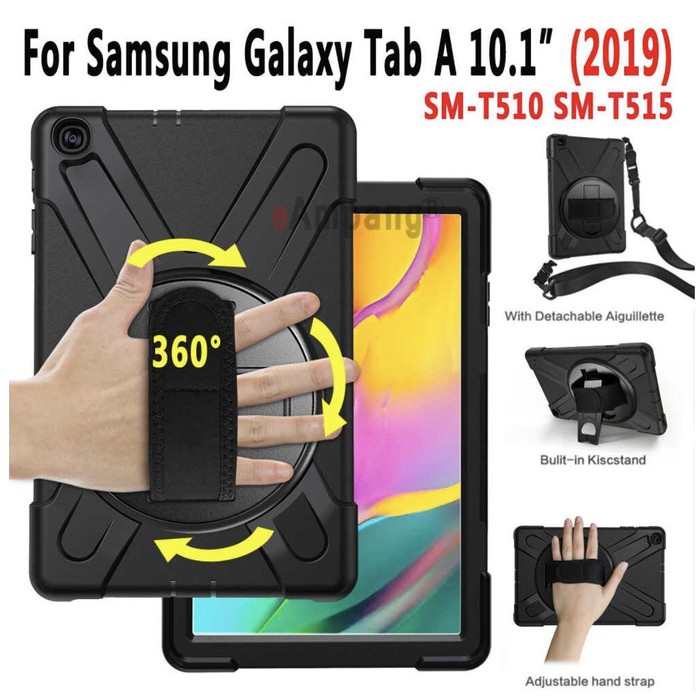 Samsung Tab A 10.1 T515 T510 Defender Military Hybrid Armor Case Strap