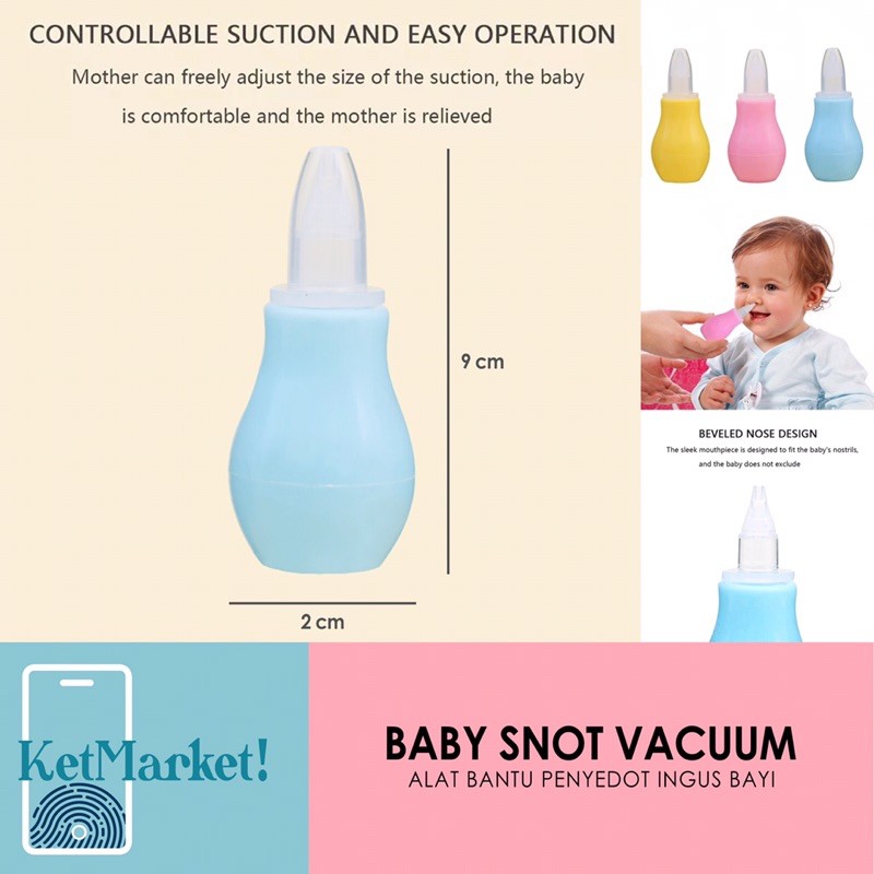BABY SNOT VACUUM - Alat Bantu Sedot Hisap Ingus Lendir Bayi Pilek Flu Hidung Tersumbat Bernafas Lega-1