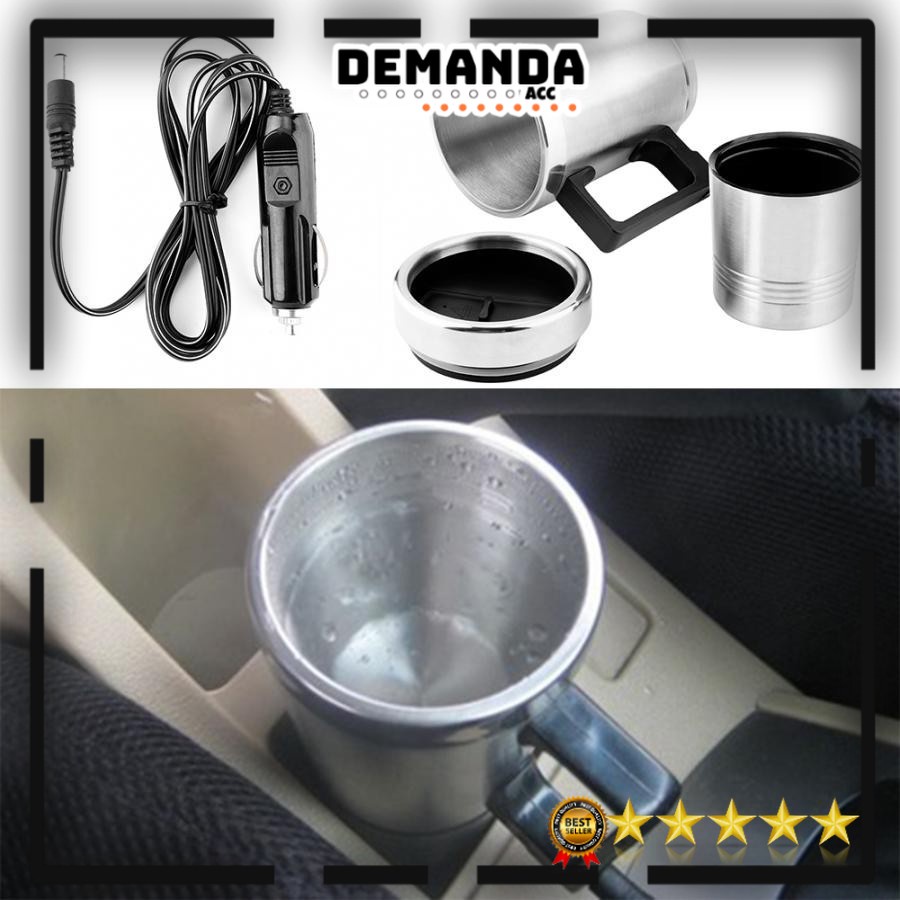 Gelas Pemanas Air kopi teh stainless steel Mobil Car Heating Cup Mug 12V ASLI thermos high Gelas Insulasi Car Kettle Stainless Steel dengan Pemanas