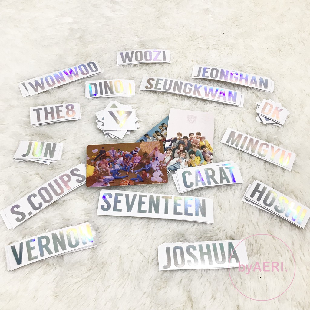 SEVENTEEN HOLOGRAM STICKER (LOGO, NAME, DLL) KPOP HOLOGRAM CUTTING STICKER