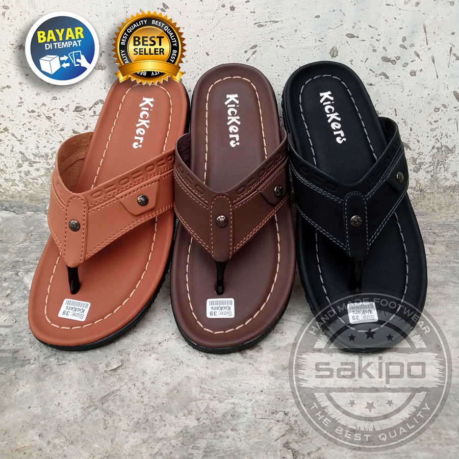 PROMO 2.2 SANDAL PRIA DEWASA REMAJA KICKERS JAPIT HITAM COKLAT TAN TRENDI TERBARU / SANDAL JEPIT TERMURAH / SAKIPO