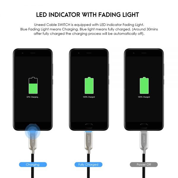 UNEED UCB21i SWITCH Kabel Auto Disconnect Lightning Support iOS 11 1M