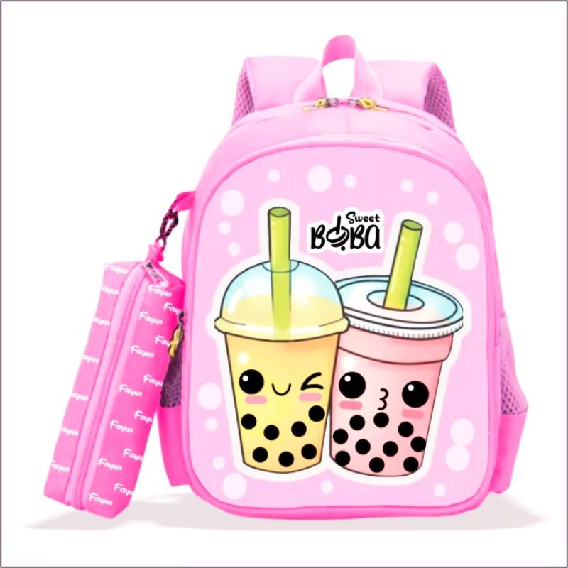 Ransel Sekolah Boba Cup Lucu Ransel Sekolah Anak Perempuan SD TK Dan Paud