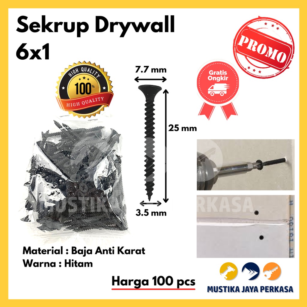 Sekrup Drywall 6 x 1 (100pcs)
