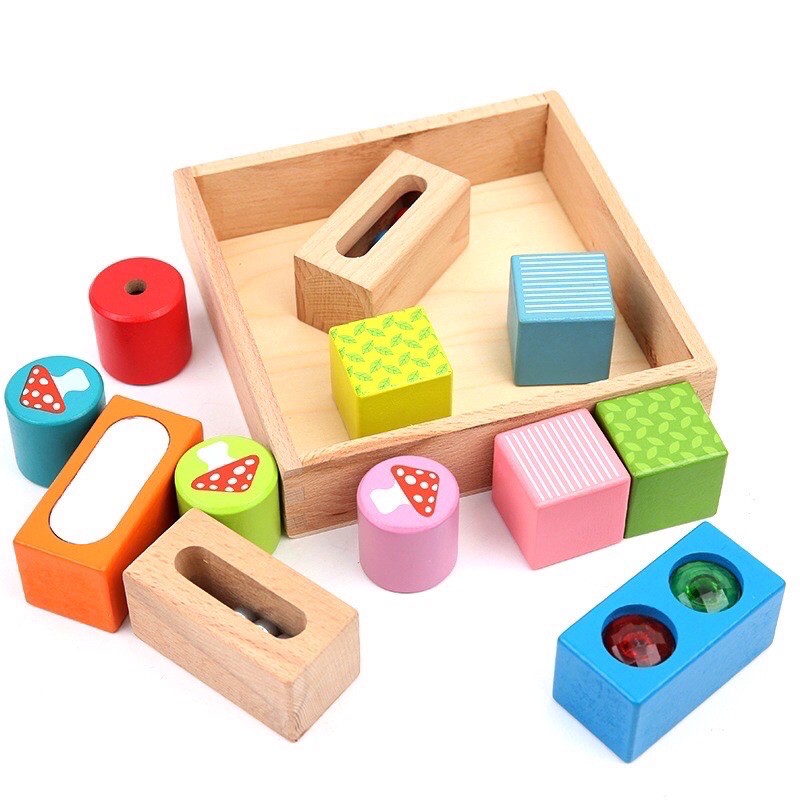 wooden discovery blocks - balok pengenalan bentuk - mainan motorik anak - kado anak - hadiah anak