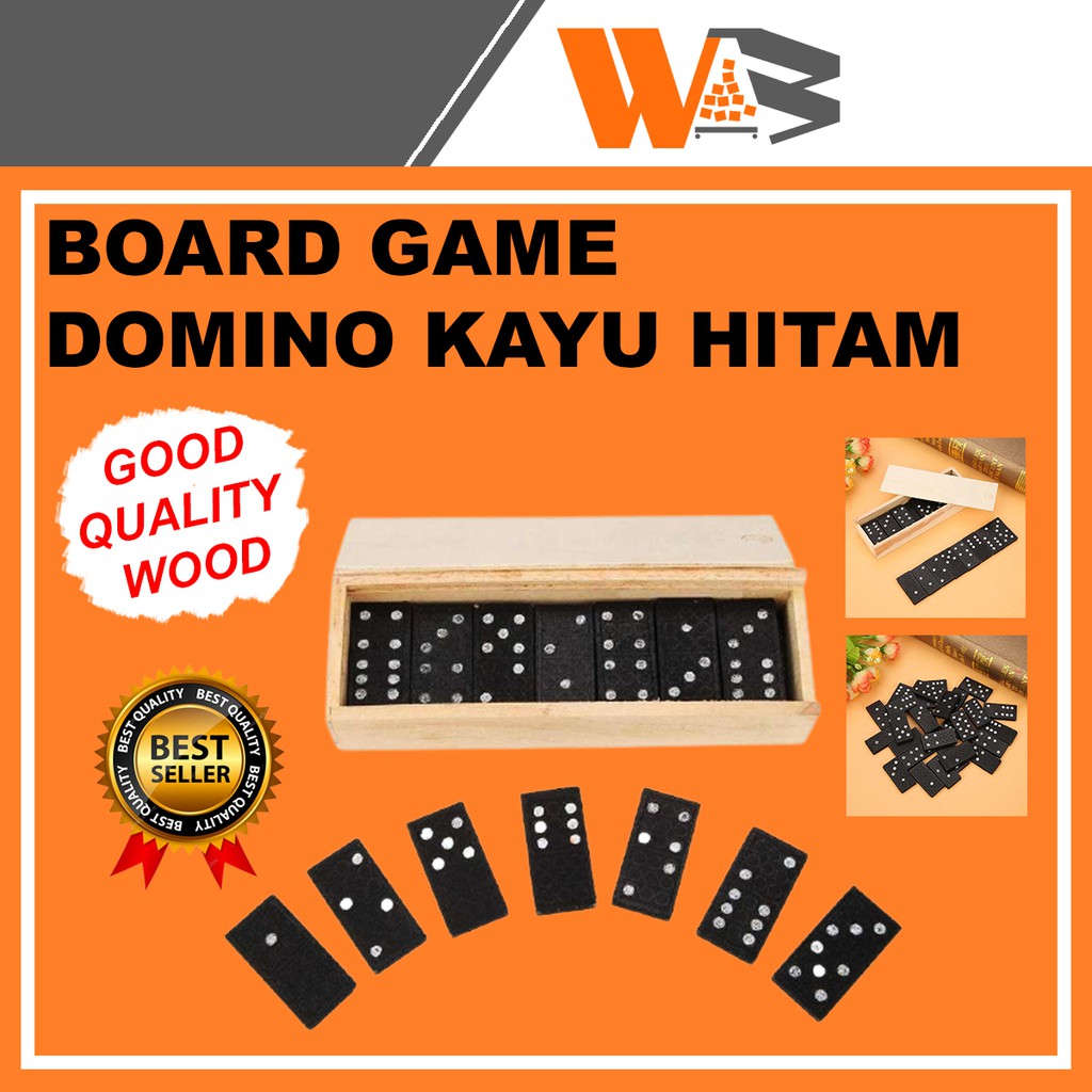 COD Mainan Domino Gaple Board Game  Bahan Balok Kayu Tebal Hitam Jenis Permainan Keluarga 28Pcs C22