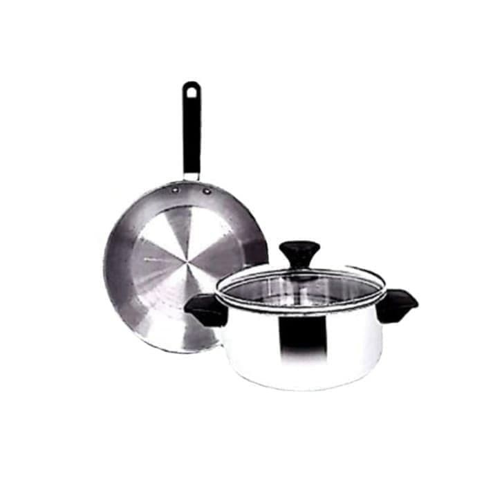 Maspion Cookware Panda Fit B Set DCV 18 CM &amp; Fry Pan 20 CM Stainless