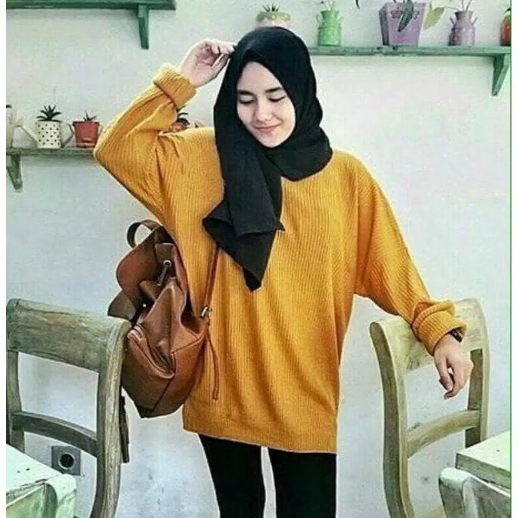BOXY SWEATER XXL /ATASAN MURAH / BLAOUSE / TUNIC-MUSTARD