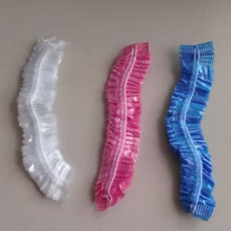 100 pcs shower cap penutup kepala cat rambut gojek salon spa showercaps restoran hotel hair net head mob nurse cap