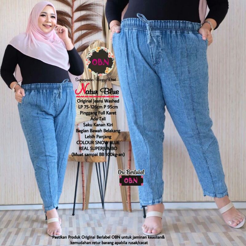 Celana Wanita Jumbo Jeans Wash BB 100 kg LP 75 - 126 kg