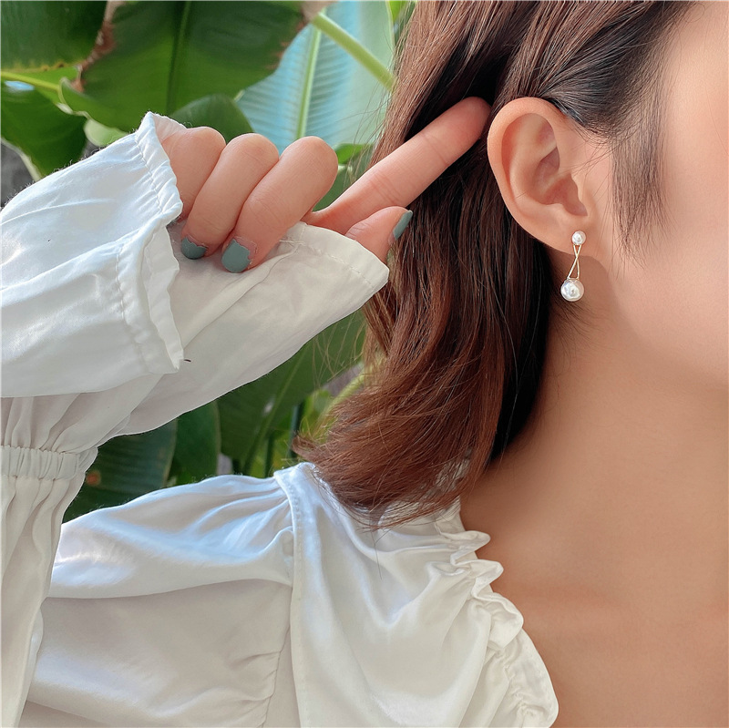 Korean Style Pearl Cross Earrings Fashion Simple Jewelry Accessories