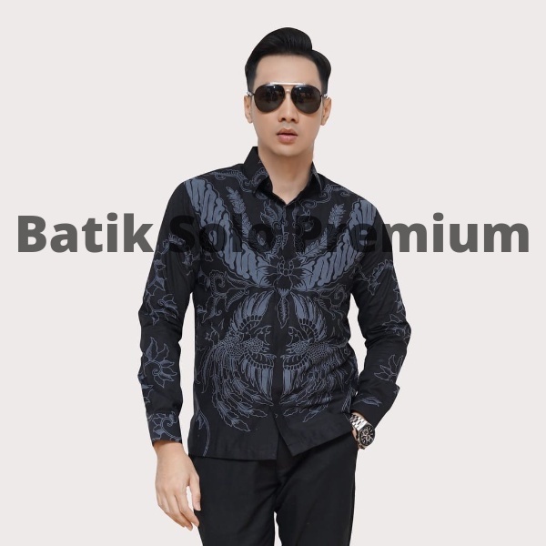 BAJU BATIK PREMIUM KENCORO HITAM BATIK PRIA LENGAN PANJANG LAPIS FURING