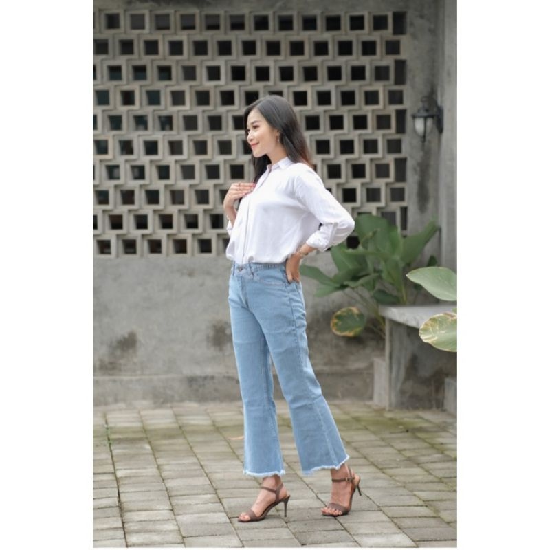 CELANA WANITA CUTBRAY Jeans Highwaist / Celana Cutbray jeans wanita kekinian