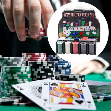 200PCS/Set Texas Holdem Poker Game / Mainan Kartu Poker / Casino Game Set Texas Hold em Chips Coins-1