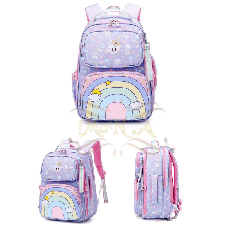 [MTOYS] TAS SEKOLAH RANSEL ANAK CEWEK  BISA UNTUK TK/SD/SMP  PASTEL PELANGI CANTIK LUCU WATERPROOF - KUALITAS  IMPORT PREMIUM - M0177