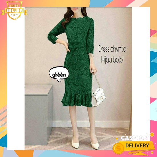 Baju Dress Pesta Wanita Model Terbaru Kekinian Kondangan Imlek Natal Pesta Brukat Selutut Dress Manu