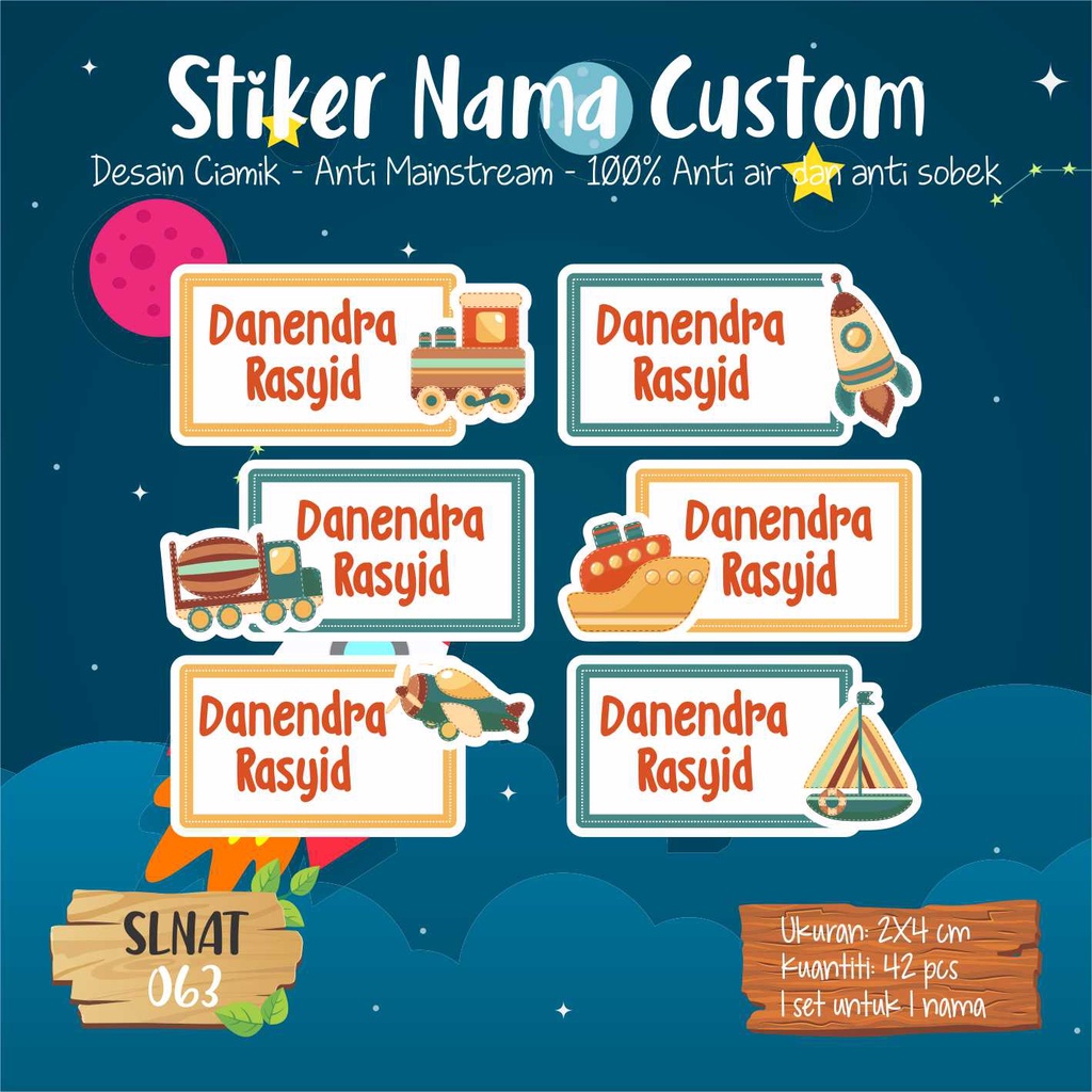 

Infinity Label Stiker Nama Anak Tas Sepatu Buku Sekolah Baju Botol SLNAT-063 Desain Anti Mainstream 2x4cm Waterproof 42pcs
