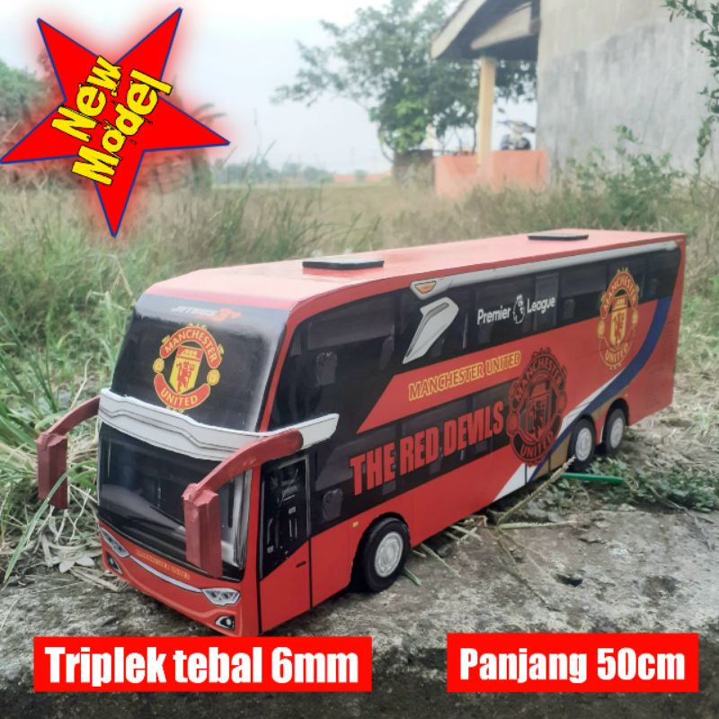 Miniatur Bus Mainan Anak Double  decker Manchester United fc