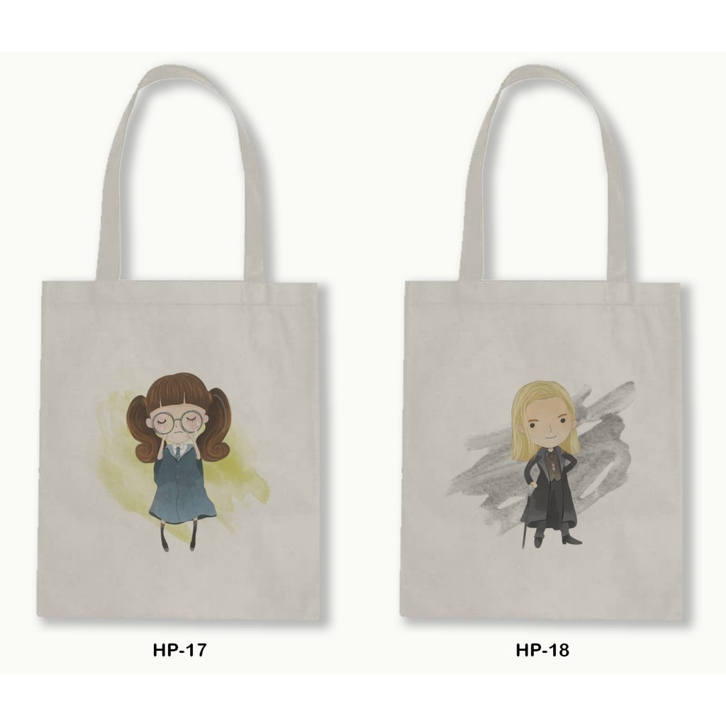 Tas Tote Bag Resleting Kanvas/Blacu  - Harry Potter Series.12