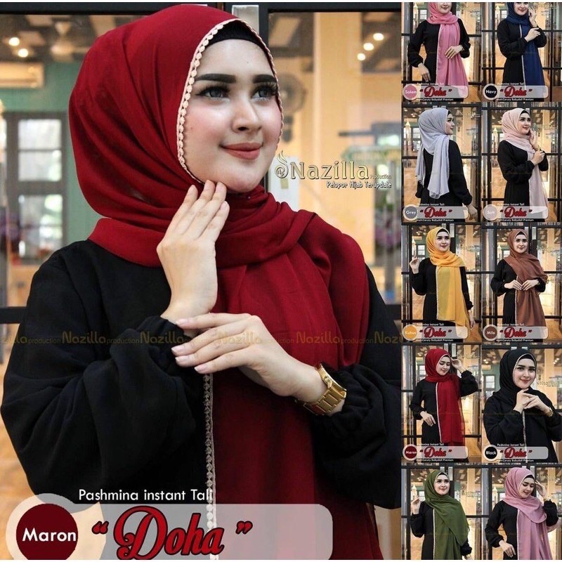 PASHMINA TALI FULL RENDA CERUTY BABYDOLL / HIJAB JILBAB INSTAN PASMINA SHAWL