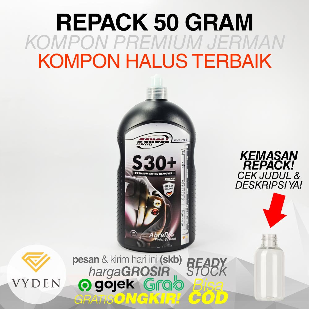 SCHOLL CONCEPTS S30+ Premium Swirl Remover 50 gram Repack Kompon Halus Hologram Baret Halus MURAH