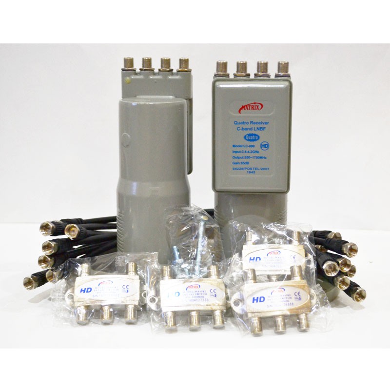LNB Matrix Parabola 2 in 1 Kwarto (V/H) (2 Satelit 4 Receiver)