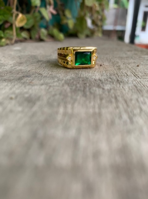 Cincin Batu Zamrud Green Emerald Ring Gold Filled Hight Quality Simple Minimalis Cubic Zirconia