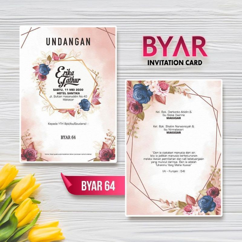 Undangan Pernikahan Cetak Elegan Simpel Surat Undangan - BYAR