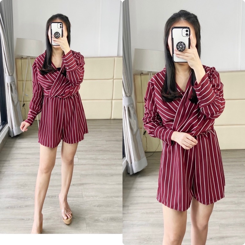 jumpsuit wanita lengan panjang / jumpsuit stripe kimono / jumpsuit fashion wanita