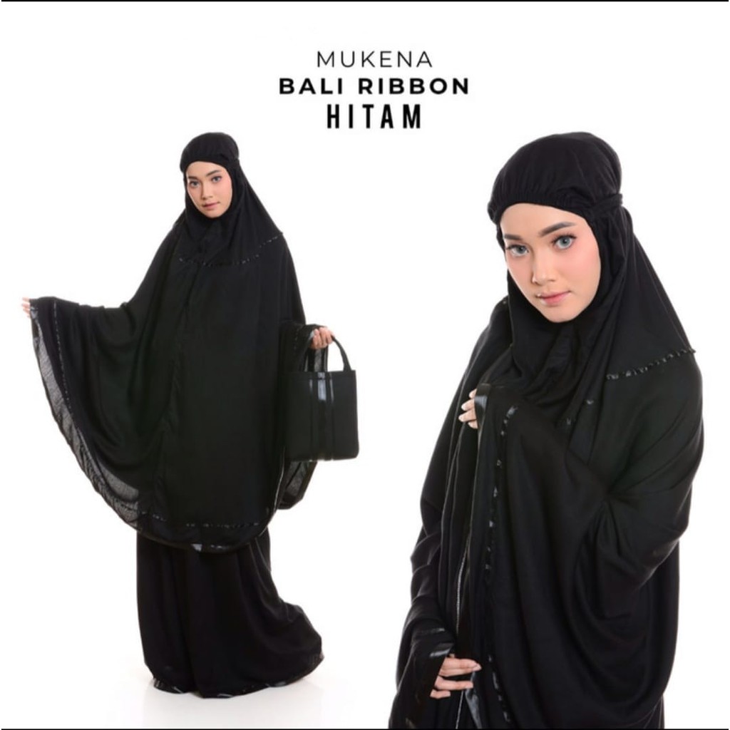 Mukena bali ribbon pita Hitam