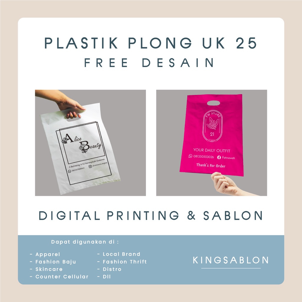 KANTONG PLASTIK SABLON Custom / OLSHOP  / kantong plastik olshop / 25 x 35 plastik sablon Original (