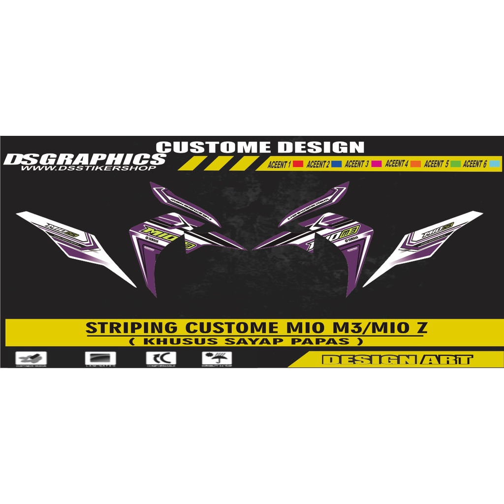 striping variasi mio m3/mio z warna putih ungu