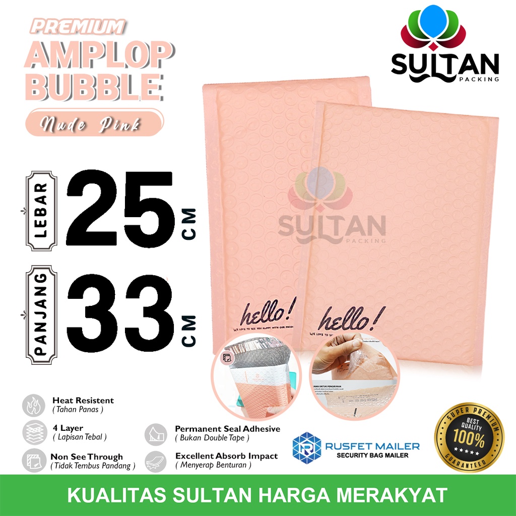

AMPLOP BUBBLE MAILER 25x33cm PINK NUDE ENVELOPE RUSFET SATUAN PREMIUM TERMURAH