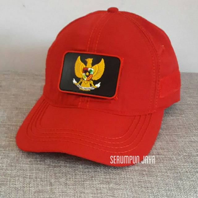 TOPI GARUDA VELCRO MERAH + PATCH