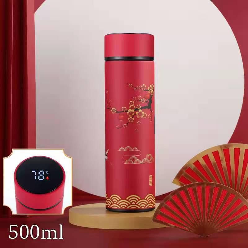 Tumbler Suhu LED Motif Termos Botol Minum Temperatur 500ml Stainless