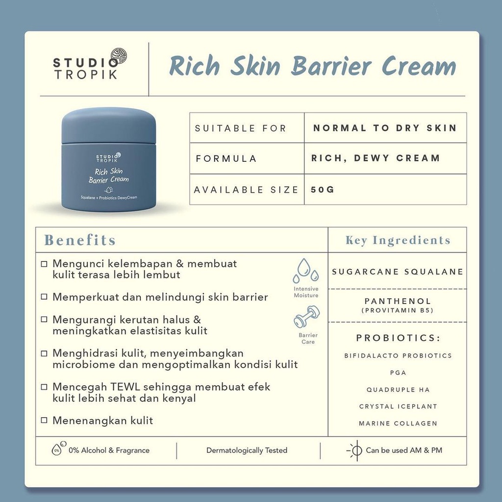 STUDIO TROPIK Rich Skin Barrier Cream | Fresh Skin Barrier Cream | Pelembab | Moisturizer